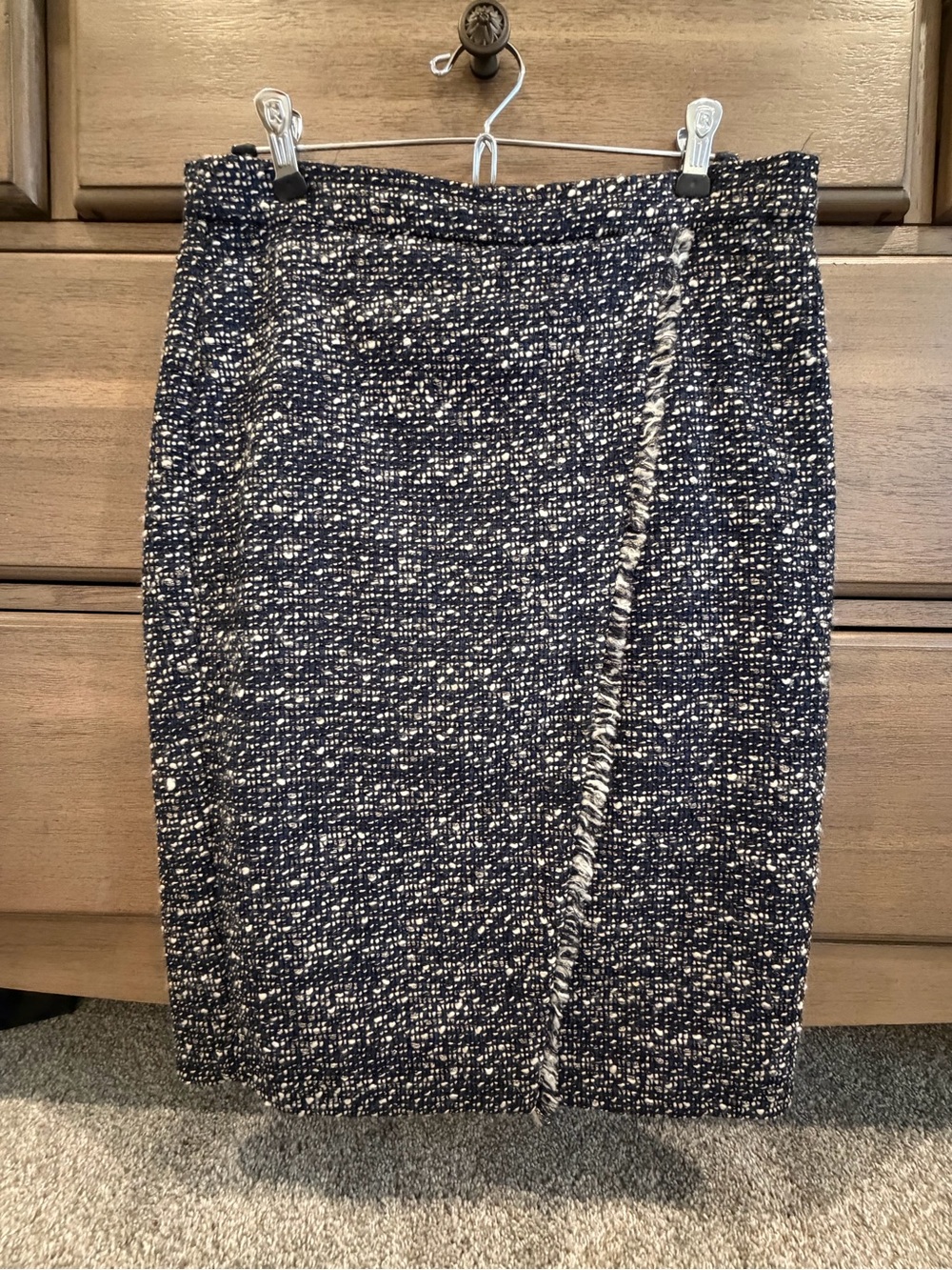 J.Crew Navy and White Tweed Pencil Skirt